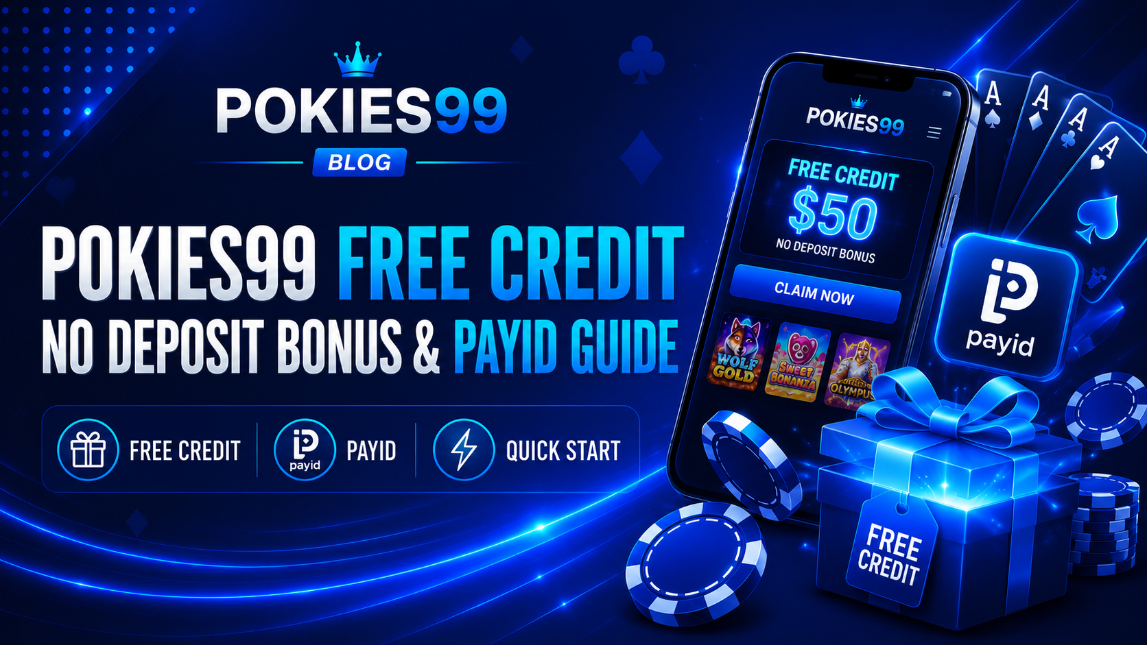POKIES99 free credit, no deposit bonus and PayID guide