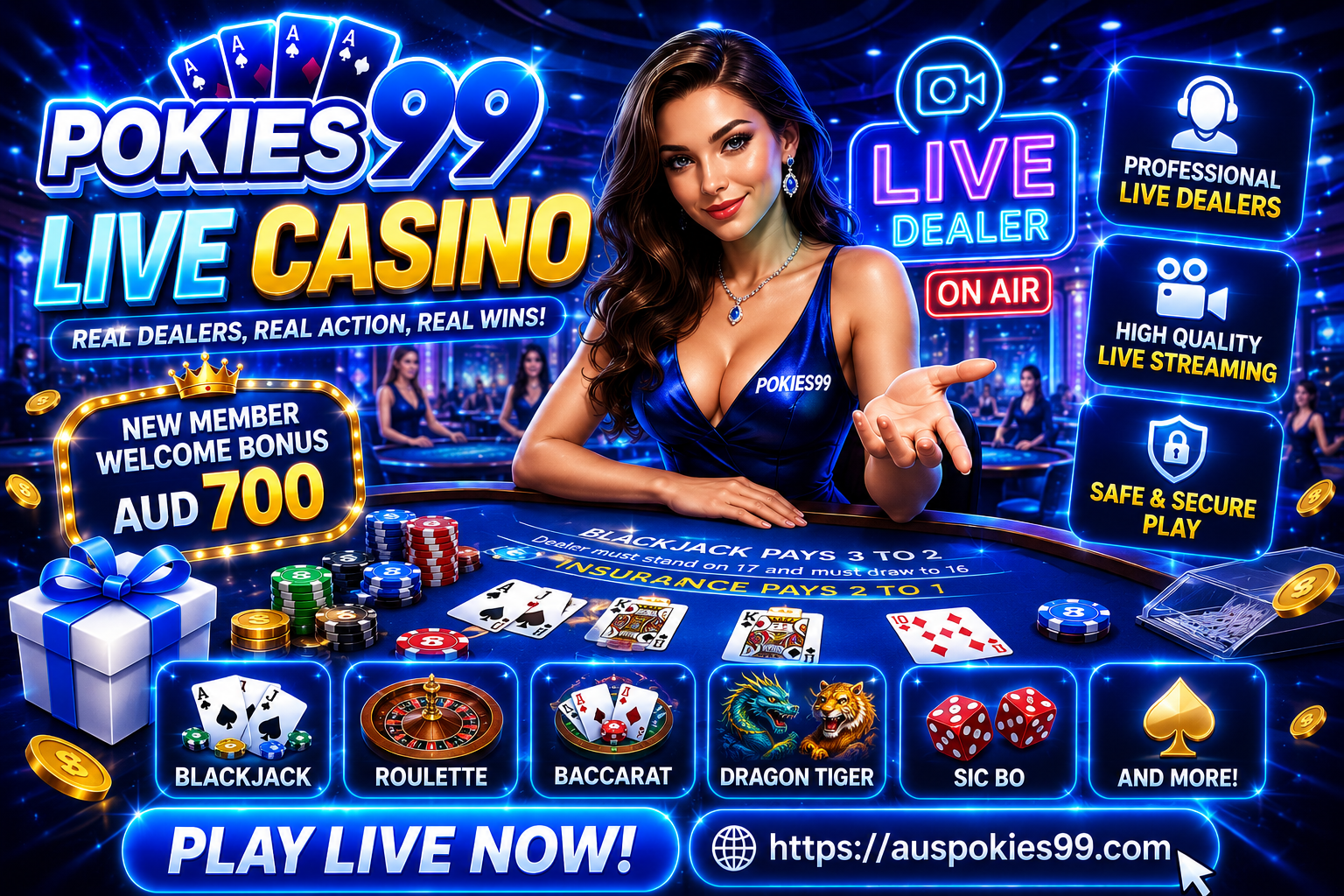 POKIES99 live casino provider banner